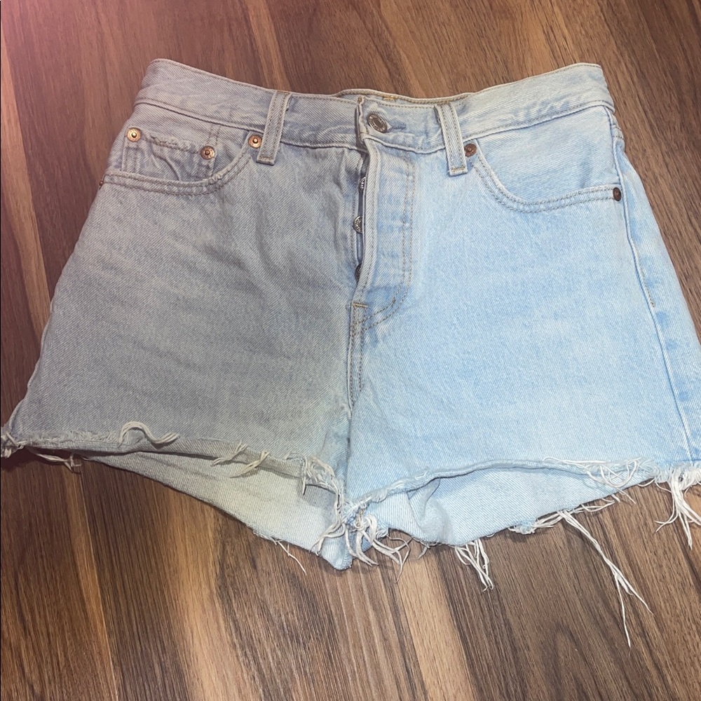 Levi's Sky Blue Denim Shorts with Brown Patch